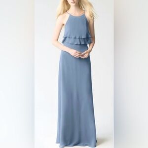 Jenny Yoo Bluebell Blue Charlie Ruffle Formal Maxi Dress Gown